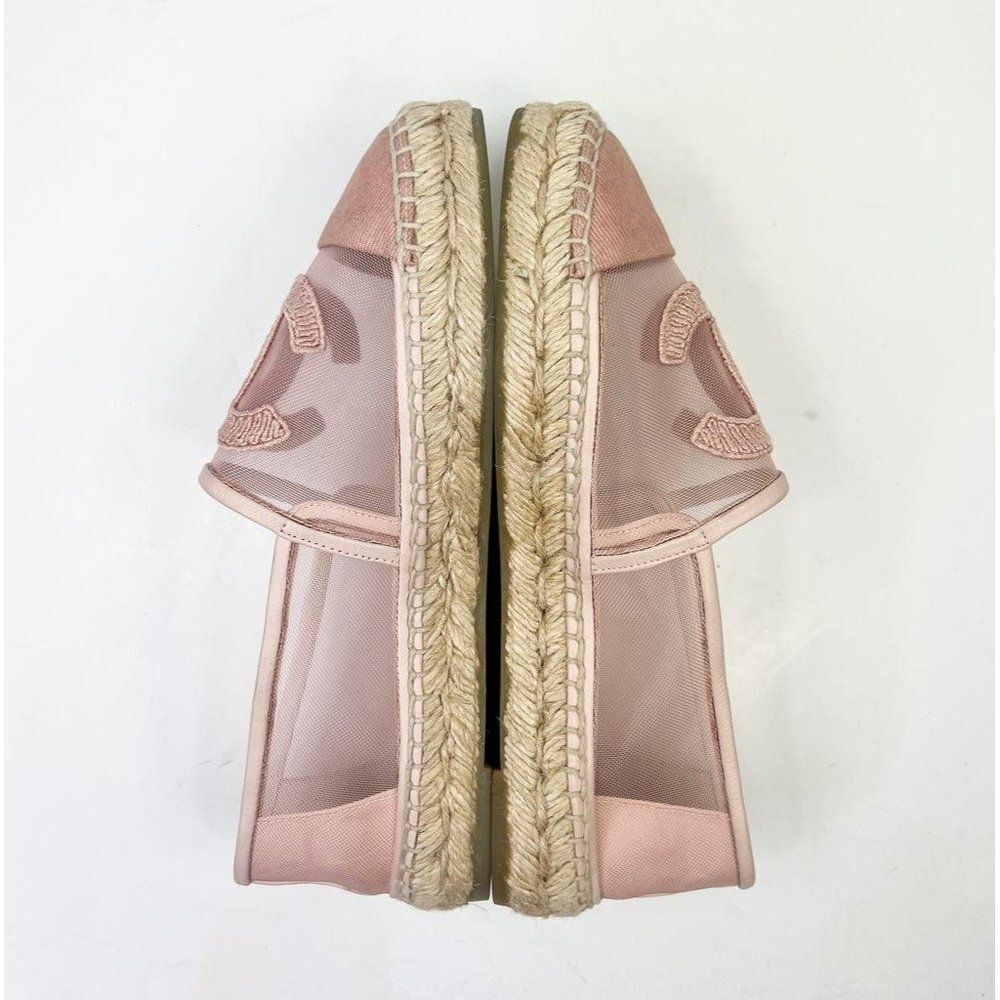 CHANEL Grosgrain Light Pink Mesh CC Logo Pink Cap Toe Flat Espadrilles Size EU37 - Picture 8 of 13
